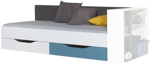 Meblar Łóżko z pojemnikiem TABLO System TA12A meble młodzieżowe - Grafit / Bialy Lux / Atlantic płyta laminowana obrzeża ABS Meblar Łóżko z pojemnikiem TABLO System TA12A meble młodzieżowe - Grafit / Bialy Lux / Atlantic płyta laminowana obrzeża ABS