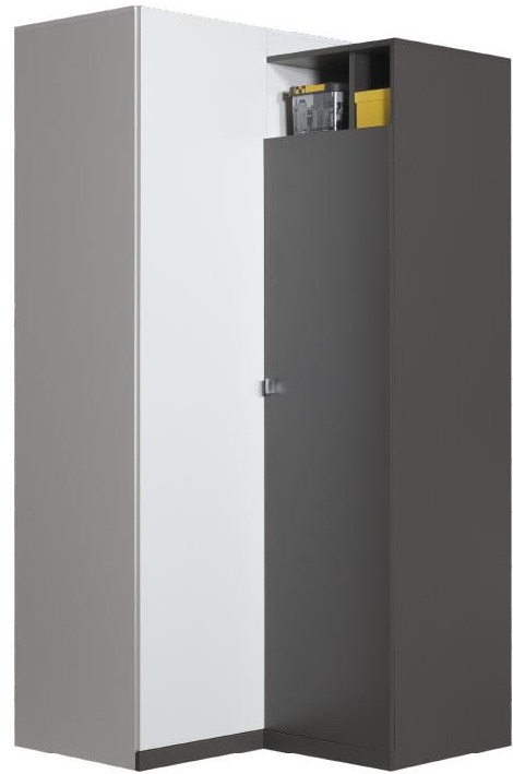 Meblar Szafa narożna Garderoba meble młodzieżowe TABLO System TA2 - Grafit / Bialy Lux / Atlantic płyta laminowana obrzeża ABS Meblar Szafa narożna Garderoba meble młodzieżowe TABLO System TA2 - Grafit / Bialy Lux / Atlantic płyta laminowana obrzeża ABS