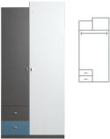 Meblar Szafa TABLO System TA3 meble młodzieżowe - Grafit / Bialy Lux / Atlantic obrzeża ABS korpus płyta laminowana 2 szuflady Meblar Szafa TABLO System TA3 meble młodzieżowe - Grafit / Bialy Lux / Atlantic obrzeża ABS korpus płyta laminowana 2 szuflady