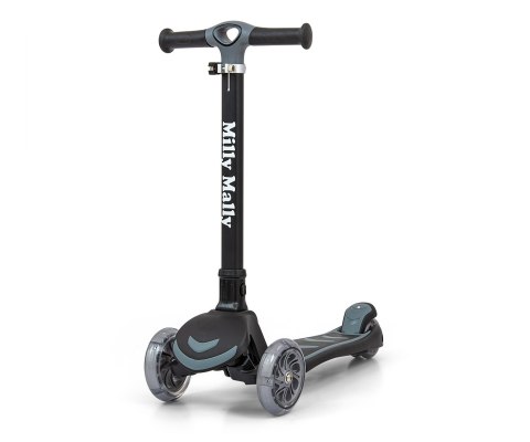 Milly Mally Hulajnoga Scooter Jeździk Boogie Black trójkołowa Czarna łożyskowane kauczukowe kółka świecące z hamulcem 3 lata+ Milly Mally Hulajnoga Scooter Jeździk Boogie Black trójkołowa Czarna łożyskowane kauczukowe kółka świecące z hamulcem 3 lata+