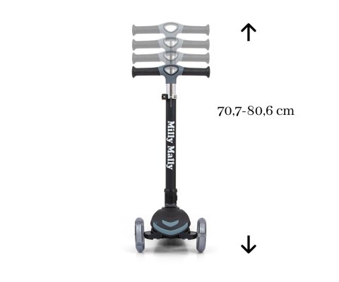 Milly Mally Hulajnoga Scooter Jeździk Boogie Black trójkołowa Czarna łożyskowane kauczukowe kółka świecące z hamulcem 3 lata+ Milly Mally Hulajnoga Scooter Jeździk Boogie Black trójkołowa Czarna łożyskowane kauczukowe kółka świecące z hamulcem 3 lata+