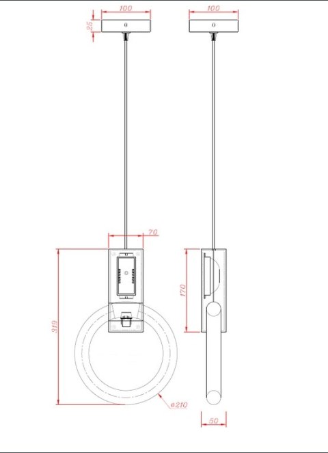 King Home Lampa wisząca HOPP 21 antyczny mosiądz z okrągłą świetlówką King Home Lampa wisząca HOPP 21 antyczny mosiądz z okrągłą świetlówką