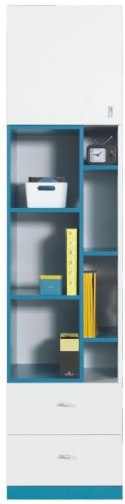REGAŁ Z SZUFLADAMI MEBLE MŁODZIEŻOWE MOBI System MO6 Meblar - Biały Lux / Turkus - regał z półkami i szufladami PŁYTA LAMINOWANA REGAŁ Z SZUFLADAMI MEBLE MŁODZIEŻOWE MOBI System MO6 Meblar - Biały Lux / Turkus - regał z półkami i szufladami PŁYTA LAMINOWANA
