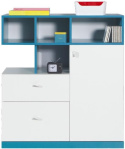KOMODA MOBI System MO9 Meblar - Biały Lux / Turkus MEBLE MŁODZIEŻOWE - komoda z półkami i pojemnymi szufladami PŁYTA LAMINOWANA KOMODA MOBI System MO9 Meblar - Biały Lux / Turkus MEBLE MŁODZIEŻOWE - komoda z półkami i pojemnymi szufladami PŁYTA LAMINOWANA