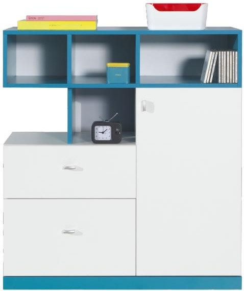KOMODA MOBI System MO9 Meblar - Biały Lux / Turkus MEBLE MŁODZIEŻOWE - komoda z półkami i pojemnymi szufladami PŁYTA LAMINOWANA KOMODA MOBI System MO9 Meblar - Biały Lux / Turkus MEBLE MŁODZIEŻOWE - komoda z półkami i pojemnymi szufladami PŁYTA LAMINOWANA