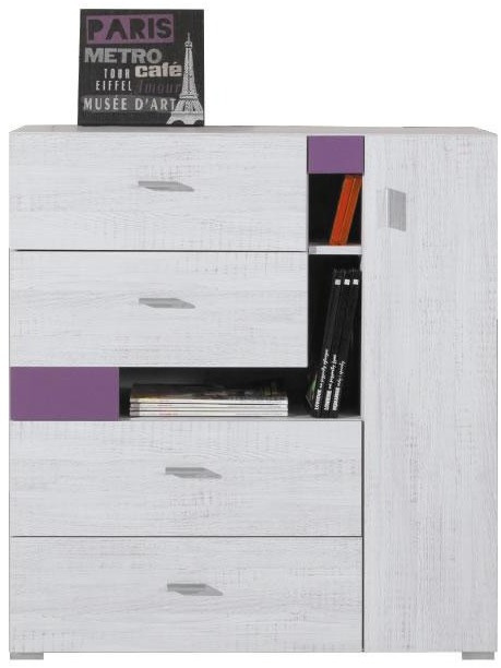 Meblar NEXT System NX11 - komoda młodzieżowa Sosna bielona / Viola Meblar NEXT System NX11 - komoda młodzieżowa Sosna bielona / Viola