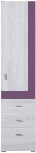 REGAŁ MŁODZIEŻOWY NEXT System NX4 Meblar - Sosna bielona / Viola - z szufladami i półkami do pokoju nastolatka- płyta laminowana REGAŁ MŁODZIEŻOWY NEXT System NX4 Meblar - Sosna bielona / Viola - z szufladami i półkami do pokoju nastolatka- płyta laminowana