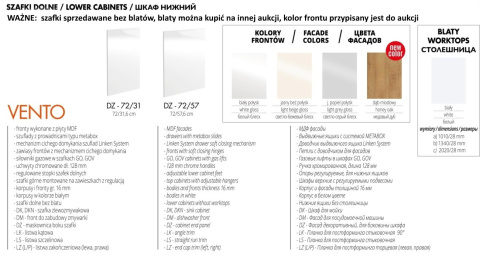 Halmar VENTO Szafka Kuchenna DZ-72/31 maskownica boku szafki dąb miodowy Halmar VENTO Szafka Kuchenna DZ-72/31 maskownica boku szafki dąb miodowy