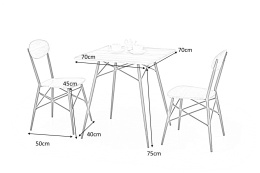 HALMAR KABIR zestaw stół + 2 krzesła MDF laminowany dąb san remo /nogi czarny stal malowana proszkowo