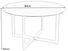 SIGNAL ŁAWA OKRĄGŁA ALMERIA A SZKŁO HARTOWANE CZARNY TRANSPARENTNY / STELAŻ CZARNY METAL FI 80X42
