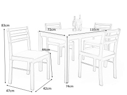Halmar NEW STARTER zestaw stół + 4 krzesła espresso