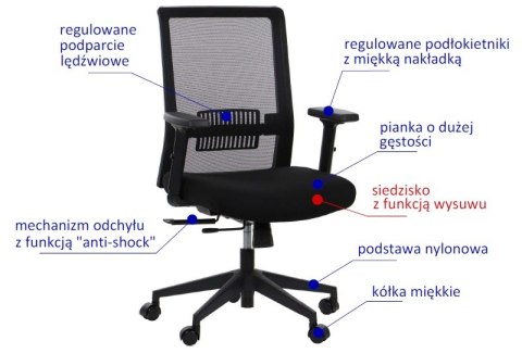 Fotel obrotowy RIVERTON M/L - różne kolory - czarny-czarny - krzesło biurowe do biurka - TILT Fotel obrotowy RIVERTON M/L - różne kolory - czarny-czarny - krzesło biurowe do biurka - TILT
