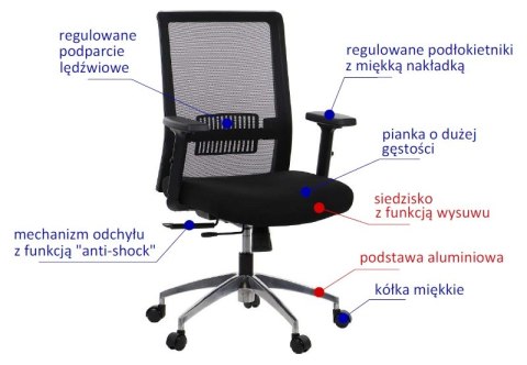 Fotel obrotowy RIVERTON M/L/AL - różne kolory - czarny-czarny - krzesło biurowe do biurka - TILT Fotel obrotowy RIVERTON M/L/AL - różne kolory - czarny-czarny - krzesło biurowe do biurka - TILT