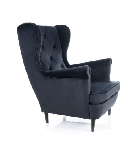 SIGNAL FOTEL WYPOCZYNKOWY LADY VELVET CZARNY BLUVEL 19 / WENGE SIGNAL FOTEL WYPOCZYNKOWY LADY VELVET CZARNY BLUVEL 19 / WENGE