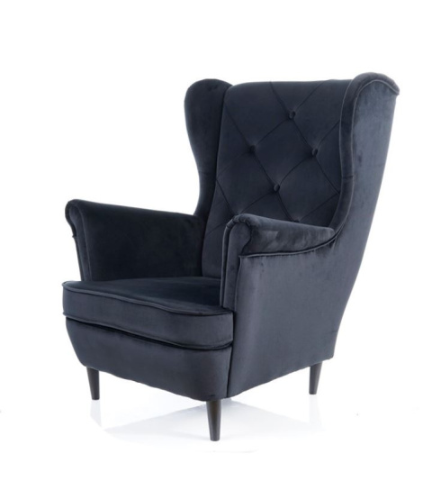 SIGNAL FOTEL WYPOCZYNKOWY LADY VELVET CZARNY BLUVEL 19 / WENGE SIGNAL FOTEL WYPOCZYNKOWY LADY VELVET CZARNY BLUVEL 19 / WENGE