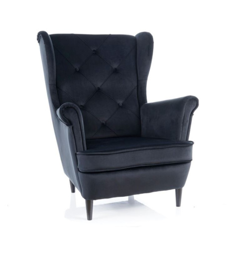 SIGNAL FOTEL WYPOCZYNKOWY LADY VELVET CZARNY BLUVEL 19 / WENGE SIGNAL FOTEL WYPOCZYNKOWY LADY VELVET CZARNY BLUVEL 19 / WENGE