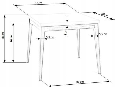 Halmar TRUMP stół blat - biały, nogi - dąb craft 80x80 Halmar TRUMP stół blat - biały, nogi - dąb craft 80x80