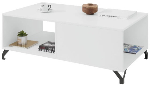 ŁAWA Z PÓŁKĄ STOLIK MEBLAR Bergen System BE10 - Biały Lux / Biały wysoki połysk PŁYTA LAMINOWANA DO SALONU POKOJU DLA DZIECKA ŁAWA Z PÓŁKĄ STOLIK MEBLAR Bergen System BE10 - Biały Lux / Biały wysoki połysk PŁYTA LAMINOWANA DO SALONU POKOJU DLA DZIECKA