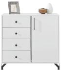 KOMODA MŁODZIEŻOWA MEBLAR Bergen System BE7 - Biały Lux / Biały wysoki połysk płyta laminowana cztery szuflady drzwi KOMODA MŁODZIEŻOWA MEBLAR Bergen System BE7 - Biały Lux / Biały wysoki połysk płyta laminowana cztery szuflady drzwi