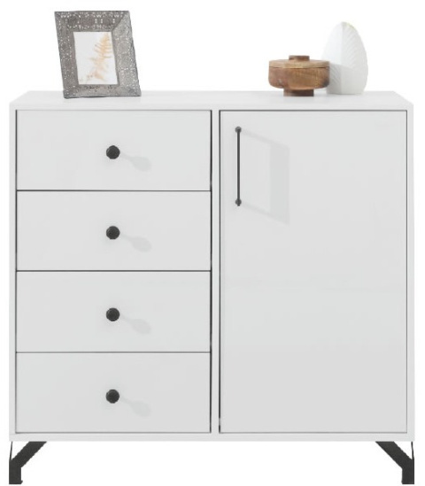 KOMODA MŁODZIEŻOWA MEBLAR Bergen System BE7 - Biały Lux / Biały wysoki połysk płyta laminowana cztery szuflady drzwi KOMODA MŁODZIEŻOWA MEBLAR Bergen System BE7 - Biały Lux / Biały wysoki połysk płyta laminowana cztery szuflady drzwi