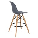 D2.DESIGN Hoker Krzesło barowe P016W PP dark grey ciemny szary tworzywo PP podstawa drewniana