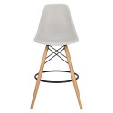 D2.DESIGN Hoker Krzesło barowe P016W PP light grey jasny szary tworzywo PP drewniana podstawa
