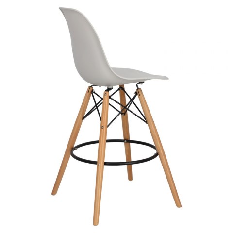 D2.DESIGN Hoker Krzesło barowe P016W PP light grey jasny szary tworzywo PP drewniana podstawa D2.DESIGN Hoker Krzesło barowe P016W PP light grey jasny szary tworzywo PP drewniana podstawa