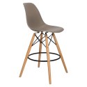 D2.DESIGN Hoker Krzesło barowe P016W PP mild grey tworzywo PP ciemny szary podstawa drewniana
