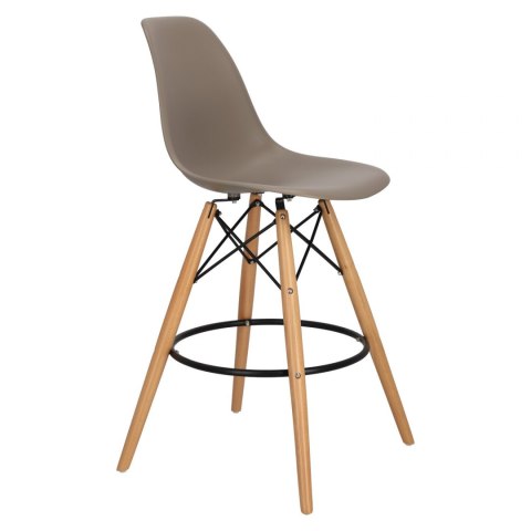 D2.DESIGN Hoker Krzesło barowe P016W PP mild grey tworzywo PP ciemny szary podstawa drewniana D2.DESIGN Hoker Krzesło barowe P016W PP mild grey tworzywo PP ciemny szary podstawa drewniana