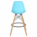 D2.DESIGN Hoker Krzesło barowe P016W PP ocean blue tworzywo PP niebieski podstawa drewniana