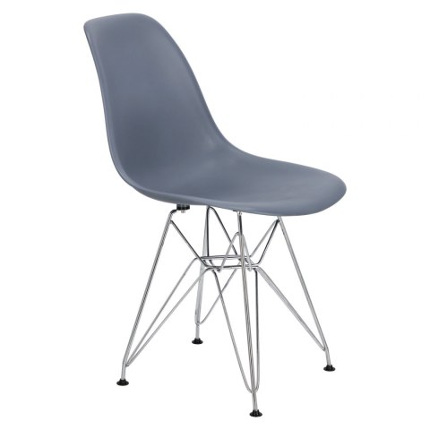 D2.DESIGN Krzesło P016 tworzywo PP dark grey szare, metalowe chromowane nogi wygodne i lekkie D2.DESIGN Krzesło P016 tworzywo PP dark grey szare, metalowe chromowane nogi wygodne i lekkie