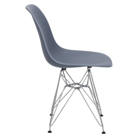 D2.DESIGN Krzesło P016 tworzywo PP dark grey szare, metalowe chromowane nogi wygodne i lekkie D2.DESIGN Krzesło P016 tworzywo PP dark grey szare, metalowe chromowane nogi wygodne i lekkie