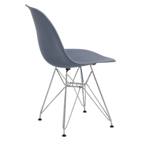 D2.DESIGN Krzesło P016 tworzywo PP dark grey szare, metalowe chromowane nogi wygodne i lekkie D2.DESIGN Krzesło P016 tworzywo PP dark grey szare, metalowe chromowane nogi wygodne i lekkie