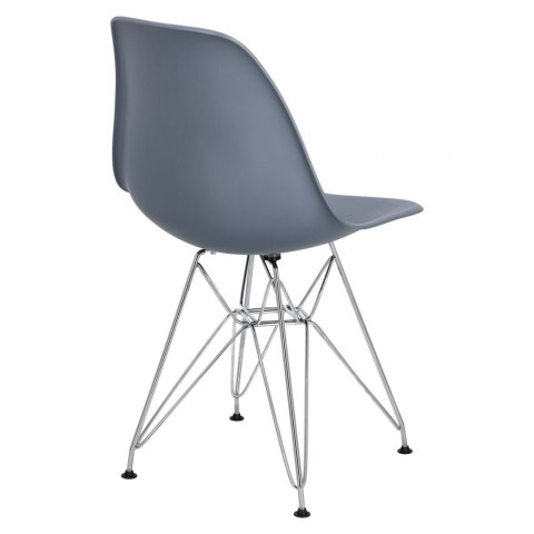 D2.DESIGN Krzesło P016 tworzywo PP dark grey szare, metalowe chromowane nogi wygodne i lekkie D2.DESIGN Krzesło P016 tworzywo PP dark grey szare, metalowe chromowane nogi wygodne i lekkie
