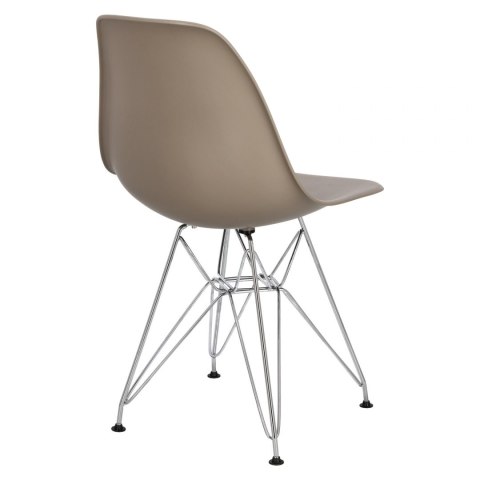 D2.DESIGN Krzesło P016 PP tworzywo mild grey beżowe, chromowane nogi metalowe nowoczesne i funkcjonalne D2.DESIGN Krzesło P016 PP tworzywo mild grey beżowe, chromowane nogi metalowe nowoczesne i funkcjonalne