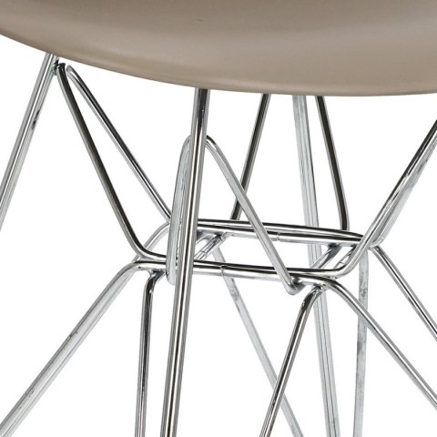 D2.DESIGN Krzesło P016 PP tworzywo mild grey beżowe, chromowane nogi metalowe nowoczesne i funkcjonalne D2.DESIGN Krzesło P016 PP tworzywo mild grey beżowe, chromowane nogi metalowe nowoczesne i funkcjonalne