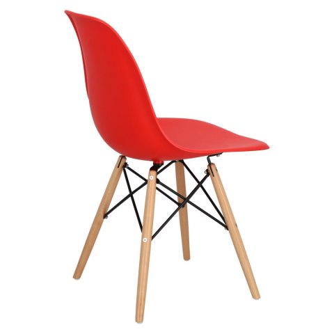 D2.DESIGN Krzesło P016W PP tworzywo czerwone, drewniane nogi wygodne i lekkie D2.DESIGN Krzesło P016W PP tworzywo czerwone, drewniane nogi wygodne i lekkie
