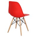D2.DESIGN Krzesło P016W PP tworzywo czerwone, drewniane nogi wygodne i lekkie D2.DESIGN Krzesło P016W PP tworzywo czerwone, drewniane nogi wygodne i lekkie