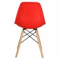 D2.DESIGN Krzesło P016W PP tworzywo czerwone, drewniane nogi wygodne i lekkie D2.DESIGN Krzesło P016W PP tworzywo czerwone, drewniane nogi wygodne i lekkie