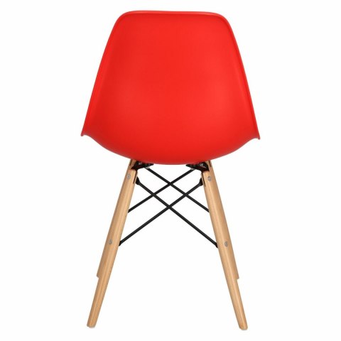 D2.DESIGN Krzesło P016W PP tworzywo czerwone, drewniane nogi wygodne i lekkie D2.DESIGN Krzesło P016W PP tworzywo czerwone, drewniane nogi wygodne i lekkie