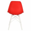 D2.DESIGN Krzesło P016W PP tworzywo czerwone/white podstawa bukowa biały funkcjonalne i nowoczesne