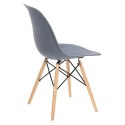 D2.DESIGN Krzesło P016W PP tworzywo szary dark grey, drewniane nogi wygodne i funkcjonalnei