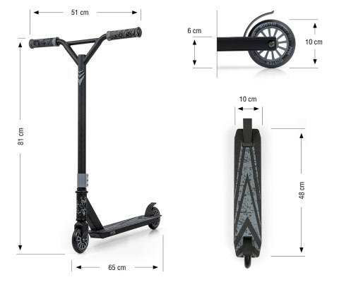 MMX Hulajnoga wyczynowa Scooter Jeździk MMX Buster Grey Szary aluminium stal łożyskowane koła z hamulcem 6 lat+ MMX Hulajnoga wyczynowa Scooter Jeździk MMX Buster Grey Szary aluminium stal łożyskowane koła z hamulcem 6 lat+