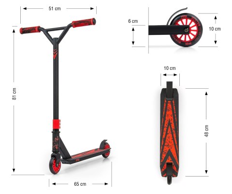 Milly Mally MMX Hulajnoga wyczynowa MMX Buster Scooter Jeździk Red Czerwona aluminium stal kółka łożyskowane z hamulcem Milly Mally MMX Hulajnoga wyczynowa MMX Buster Scooter Jeździk Red Czerwona aluminium stal kółka łożyskowane z hamulcem