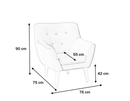 SIGNAL FOTEL NORDIC 1 VELVET SZARY BLUVEL 14 / BUK