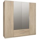Meble Forte CADIXO CDXS84S-D30 Szafa ubraniowa z lustrem 4-drzwiowa Dąb sonoma Meble Forte CADIXO CDXS84S-D30 Szafa ubraniowa z lustrem 4-drzwiowa Dąb sonoma