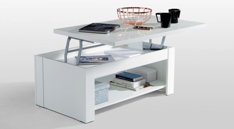 Meble Forte COFFEE TABLES DURT511-C04 Stolik okolicznościowy, kawowy, Biały, blat podwyższany Meble Forte COFFEE TABLES DURT511-C04 Stolik okolicznościowy, kawowy, Biały, blat podwyższany