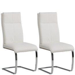 Meble Forte Krzesła KR0140-MET-Y016 Krzesło na płozach YADGIR Biały ekoskóra, stelaż metal chrom