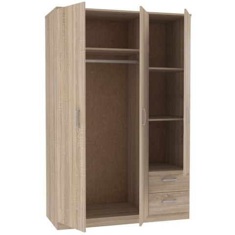 Meble Forte NIKO NIKS84-D30F Szafa ubraniowa 3-drzwiowa, Dąb Sonoma, 2 szuflady, 4 półki Meble Forte NIKO NIKS84-D30F Szafa ubraniowa 3-drzwiowa, Dąb Sonoma, 2 szuflady, 4 półki