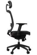 Fotel obrotowy GN-301 CZARNY - krzesło biurowe do biurka - wysuw siedziska, regulacja podłokietników, TILT, ZAGŁÓWEK